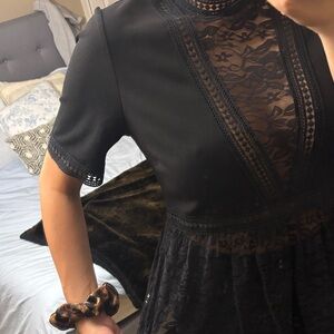 Elegant Black Lace Women's Top